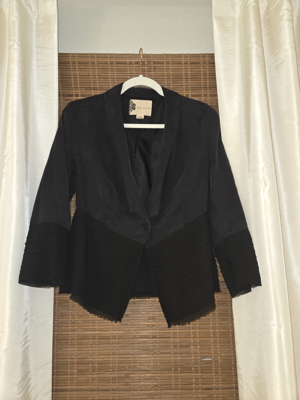 Mixed-Texture Open Blazer